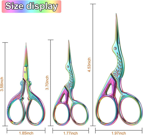 3-Piece Stork Stainless Steel Crane Design Sewing Scissors - Embroidery, Tailor & Dressmaker Shears for Sewing, Craft & Everyday Use...