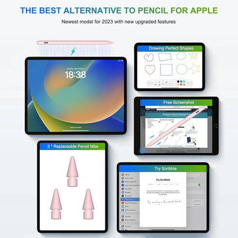 Pencil 2nd Generation Wireless Charging, Pencil for iPad with Tilt & Palm Rejection, Magnetic Stylus Pen Compatible with ipad Air 3/4/5, ipad Mini...