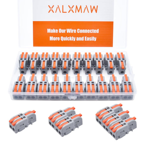20Pcs Lever Wire Connectors, 1 in 2 Out DIY Mini Splicing Compact Splitter Docking Terminal Block Electrical Connectors, 24-12 AWG...