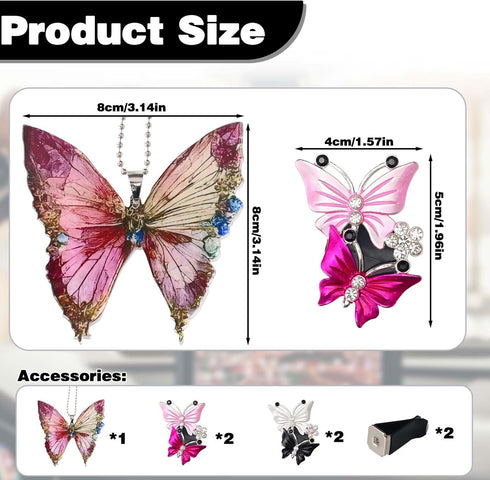1 Set Butterfly Car Interior Air Freshener Vent Clips, Cute Car Mirror Hanging Accessories with Air Vent Clips,Pink car Accessories for Mirror and...