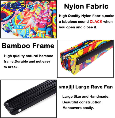 Amajiji Large Folding Hand Rave Fan Popping Fan for Line Dancing Clacking Fans for Boots On The Ground Dance,Party,Decoration,Festival (Dream ?low...
