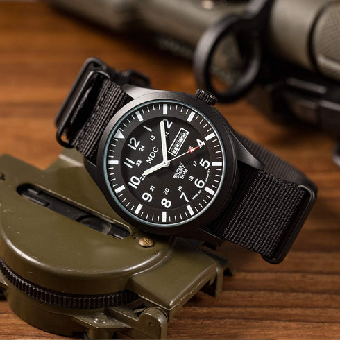 Infantry Men's Wrist Watch, Field Military Watches for Men Analog, Black Tactical Outdoor Sport Work Wristwatch, Waterproof Date Day 12/24 Hour wi...