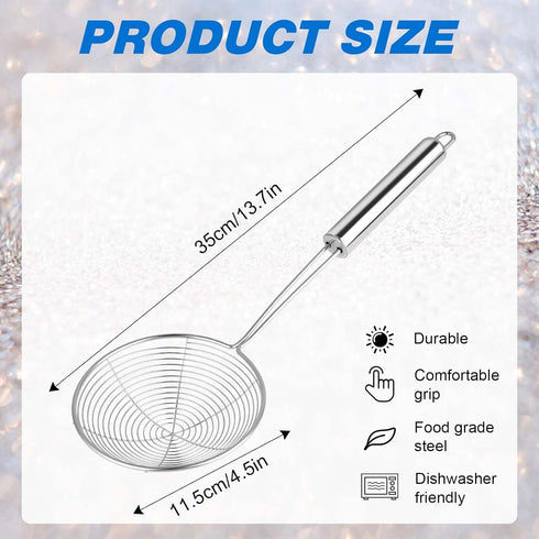 Steel Spider Strainer Skimmer Ladle, Kitchen Gadgets Wire Strainer Pasta Strainer Spoon Strainer Spider Skimmers for Kitchen Cooking and Frying (1...