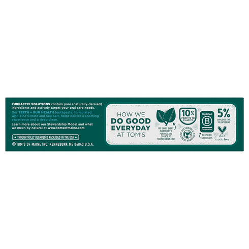 Tom's of Maine PureActiv Teeth + Gum Health* Natural Anticavity Toothpaste Gel 4.0oz , 3-Pack...