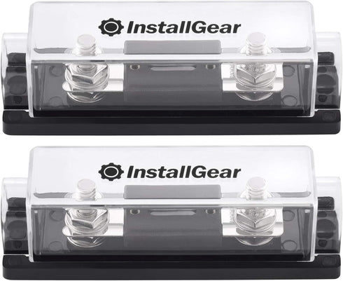 InstallGear - Fuse Block with ANL Fuse Holder and Clear Cover - 2 Pack, 300Amp Fuses for Secure Circuit Protection - Universal Fuse Box for 0-10 G...