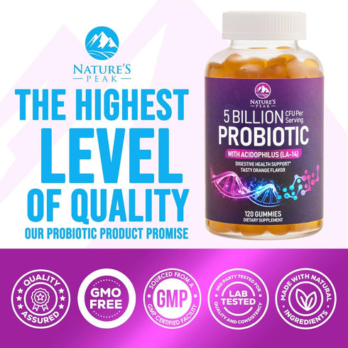 Nature’s Acidophilus Probiotics for Women & Men Gummies, 5 Billion CFU, 6 Strains, Daily Probiotic Supplement Gummy to Support Digestive Health, N...