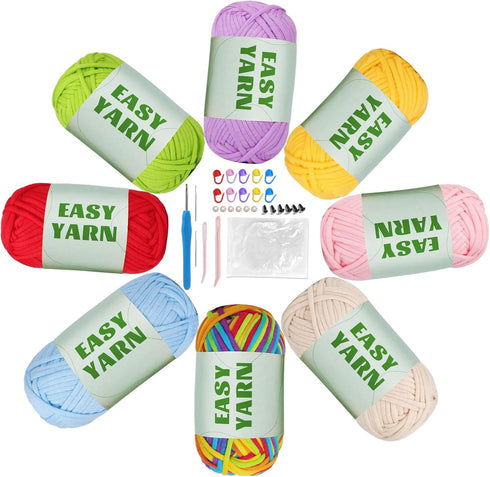 8x50g Beginner Crochet Yarn Easy Yarn for Crocheting Crochet Yarn with Easy-to-See Stitches Beginner Yarn for Crocheting Knitting Beginners, Croch...