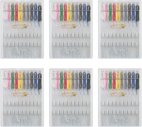 WHYHKJ 6 Boxes Mini Pre Threaded Needle Kit Handy Home and Travel Quick Fix Sewing Kit Each Box with 10 Pieces...