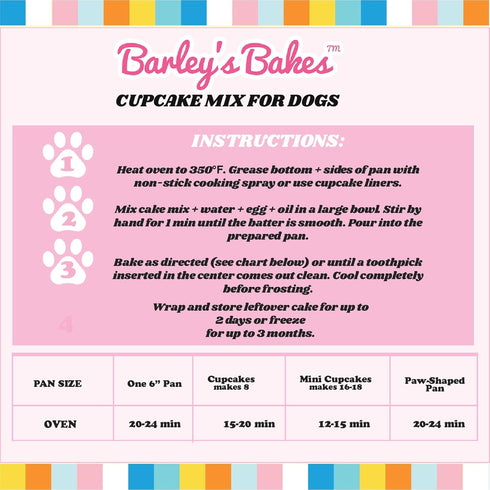 Barley's Bakes Birthday Cupcake Mix for Dogs, Peanut Butter Flavor, 7.5 Ounce, Wheat Free, Gluten Free, Real Food Ingredients, Made in the USA by ...
