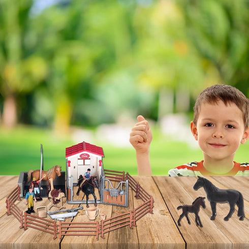 Gemini&Genius Horses Toy for Kids, Farm Horse Animal Playset, Stallion with Horse Cub Family Action Figures Party Favors Supplies, Party Cupcake T...