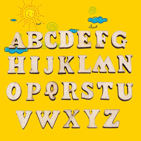 Mixed Wooden Letters 200Pcs Mixed Wooden A-Z Letters Unpaint Decoations Wood Color(Letters)...