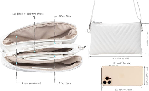B BRENTANO Vegan Leather Multi-Pocket Crossbody Purse/Clutch with Card Slots, Removable Wristlet & Adjustable Shoulder Strap...
