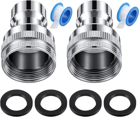 Dreyoo 2 Pcs Dishwasher Faucet Adapter, Dishwasher Snap Adapter Connection 15/16-27Male or 55/64-27Famale Chrome (No Filter)...