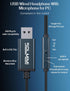 USB Earbuds with Microphone for PC Laptop, 2M/6.5ft USB Headset with Microphone for PC, USB Headphones for Computer Laptop PC PS4 PS5 Notebook Des...