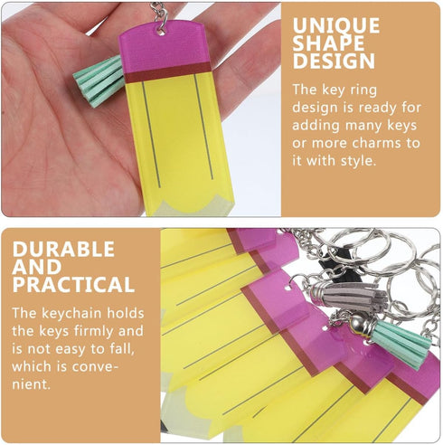 Tassel Keychain 6pcs Blank Tassel Pencil Keychain Letter Decor Cartoon Keychain Pencil Key Ring Decorative Bag Pendant Cartoon Keyring Decorations...