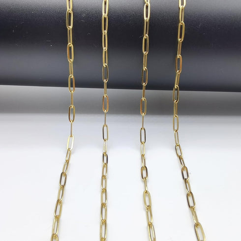 16.4 Feet Stainless Steel Paperclip Chains for Jewelry Making Gold Plated Bulk Bracelet Necklace Chain with Lobster Clasps and Jump Rings (3mm Wid...
