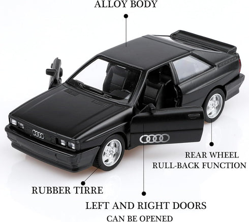1/36 Scale 1980 Audi Sport Quattro Toy Car,Pull Back Vehicles Audi Diecast Model Cars,Cars Gifts for Boys Girls(Matte Black)...