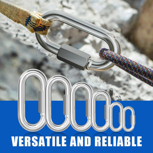 KINLINK 15PCS M5 3/16 Quick Link Chain Connector, 304 Stainless Steel carabiner, Small Locking Carabiner Clips Heavy Duty Chain Link Connector for...