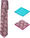 Men's Woven Medallion Regular Length Neck Tie with 2 Handkerchief Pocket Squares Hanky Set - Black Gray Light Blue...