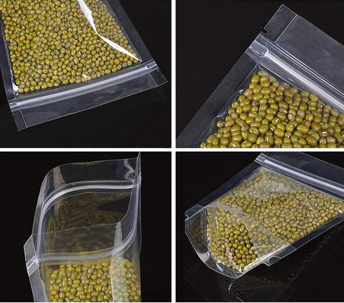 Clear Zipper Stand Up Pouch Bag,100Pcs 7.0x10.2 Heat Sealable Zip Lock Snack Food Tea Packing Pouches (7.0W x 10.2L, 100)...