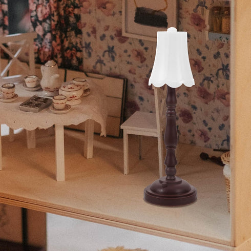 Mini Table Lamp Dollhouse 1/12 Miniature Desk Lamps with Base Vintage Tiny Led Lamp Model for Dollhouse Furniture Accessories - White Light...