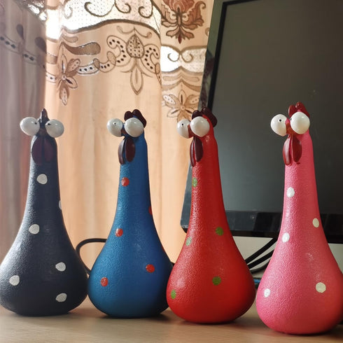 Chicken Statue Silly Chicken Decor Resin Statue Ornaments with Long Neck Handmade Unique Ornament for Home Garden Backyard Decoration(Black)...