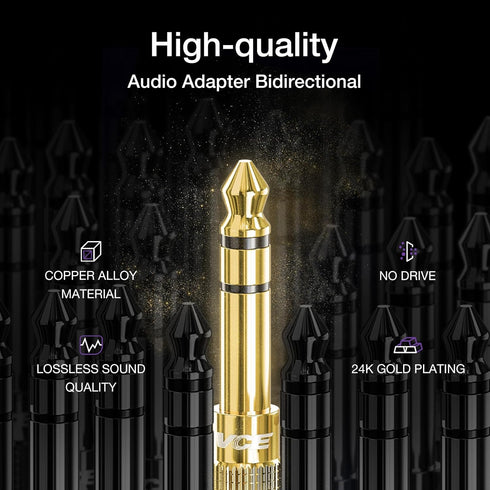 VCE 6.35mm (1/4 inch) Male to 3.5mm (1/8 inch) Female Stereo Audio Jack Adapter for Aux Cable, Guitar Amplifier, Headphone, 2 Pack...