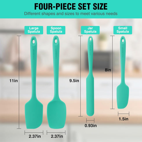 HAUSHOF Silicone Spatula Set of 4, Food Grade Silicone Spatula for Cooking, Baking, Mixing - Spatulas for Kitchen Use, One-Piece Seamless Design, ...