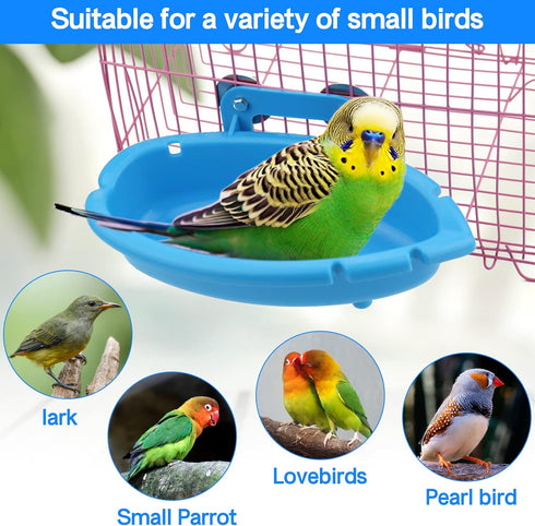 Bird Bath for Cage- Small Tub Bowl for Hang Inside Cage Birdbath Shower for Parrot/Parakeets/Cockatiels/Canary/Budgerigar (Blue)...