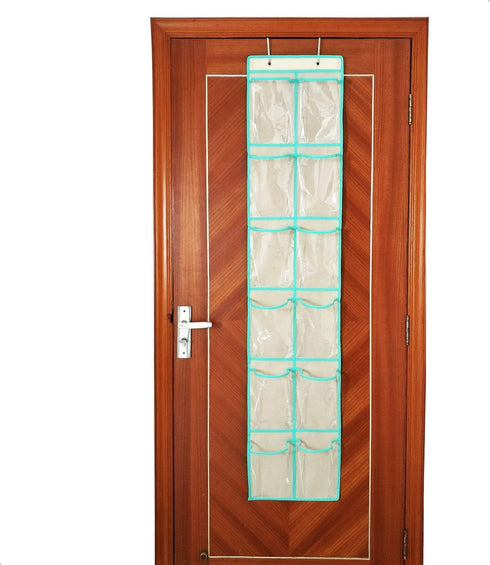 Over The Door Shoe Organizer Hanging Narrow Closet Door Shoe Storage Large Clear Pockets Chart (12 POCKETS)...