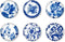 Jolitee Blue and White Chinoiserie Glass Magnets, Strong Kitchen Refrigerator Magnets, Small Decorative Magnets for Whiteboard Cabinets, Cute Frid...