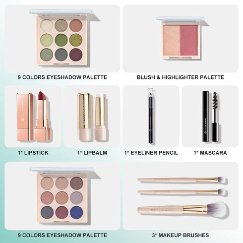 Color Nymph All In One Makeup Kit, Makeup Gift Set for Beginners Teenager Girls with Eyeshadow Palette Blush Lipstick Lip Pencil Eye Pencil Brush ...