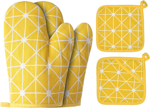 Oven Mitts and Potholders BBQ Gloves-Oven Mitts and Pot Holders with Recycled Infill Silicone Non-Slip Cooking Gloves for Cooking Baking Grilling ...