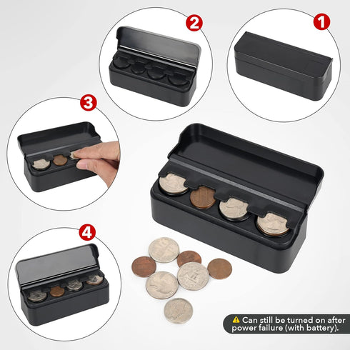 SINGARO Coin Holder for Car, Coin Change Organizer Compatible with Coins of Different Sizes, Dash-Mounted Holder Suitable for Most Cars, Trucks(Bl...