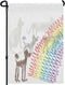 HOSNYE Cats and Dogs Garden Flags Double Sided Yard Flags Rainbow Bridge and Spirits A Pet Funeral Card Garden Flags 12x18 inch for Yard Outdoor D...
