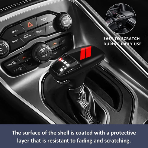 auovo Gear Shift Knob Cover Trim for Charger Accessories Challenger 2015-2023 / Durango 2016-2023 (Black-Red)...