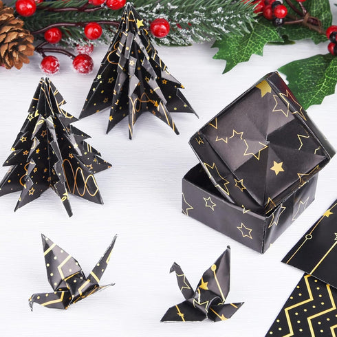 MIAHART 45 Sheets Merry Christmas Pattern Paper Set 10 Designs Festival Decorative Craft Paper Double-Sided for Card Making Scrapbook, A4 Size-Bla...