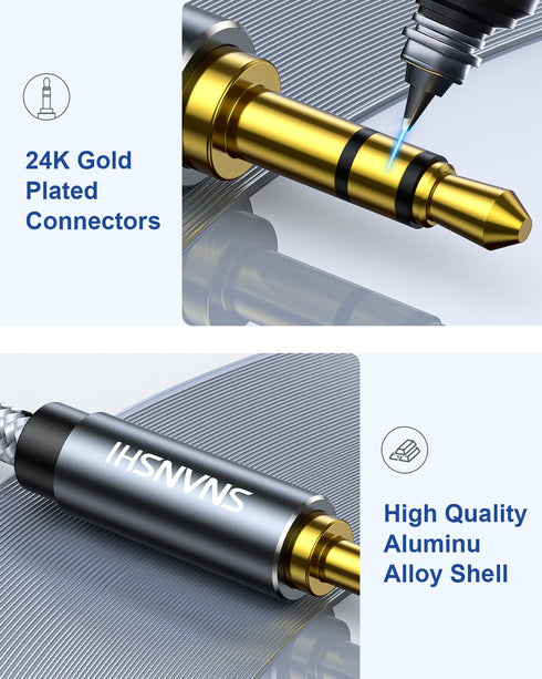 SNSNHI Aux Cord, Nylon Braided 3.5mm Audio Cable Aux Cable 1/8 Audio Cable 3.5mm Male to Male Aux Cord for Car,Headphones,Speaker,Soundbar -20FT...