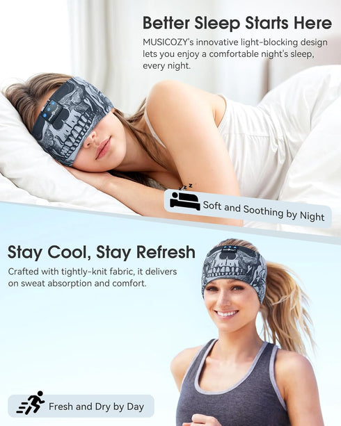 Sleep Headphones Bluetooth Headband, Wireless Sleeping Headphones Music Sport Headbands, Long Time Play Sleeping Headsets Built-in Thin Speakers, ...