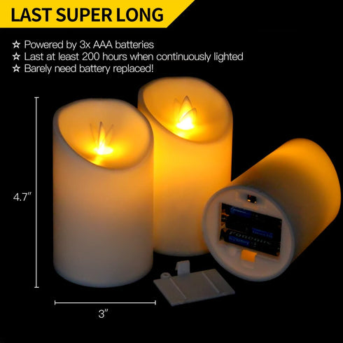 Novelty Place Flickering LED Candles, Lifelike Swinging Flame Battery Powered Realistic Flameless LED Candle - Warm White...