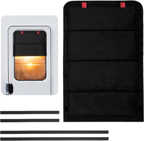 RV Door Window Shade, Foldable Hook and Loop Fastener RV Blackout Window Cover, UV Rays Protection Camper Trailer Door Window Cover, Waterproof Th...