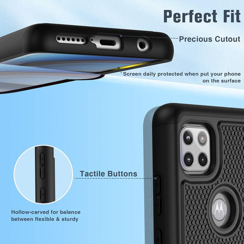 BNIUT for Motorola One 5G Ace (One 5G UW Ace) Case: Dual Layer Protective Heavy Duty Cell Phone Cover Shockproof Rugged with Non Slip Textured - M...