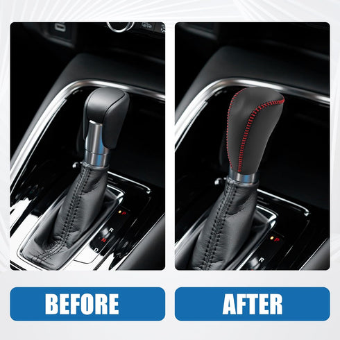 Gear Shifting Knob Cover Automatic Transmission Lever Trim for Nissan Murano 2009-2013 Faux Leather Black Red...
