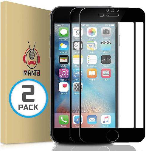 MANTO Screen Protector for iPhone 8 Plus, iPhone 7 Plus, iPhone 6S Plus, iPhone 6 Plus 5.5 Inch Full Coverage Tempered Glass Film Edge to Edge Pro...