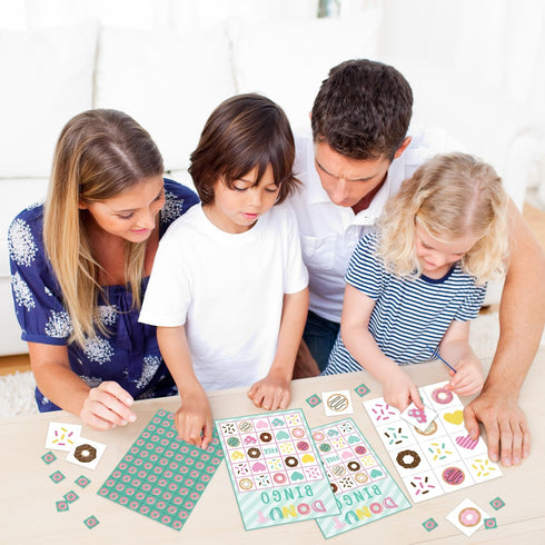 Donut Bingo Cards, 24 Player Sweet Party Bingo Game for Family Adult, Donut Party Favor, Large Group Party Celebration Activity -10...