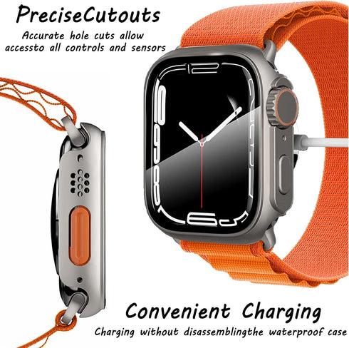 Apple Watch Waterproof Case Compatible for Apple Watch SE 4 5 6 7 8 45MM 44MM 41MM 40MM with Tempered Glass Screen Protector, Full Protection PC M...