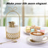 ELLDOO Coffee Spoon Set, White Ceramic Holder with 8 Stainless Steel Gold Leaf Coffee Spoons, Creative Flatware Set for Stirring, Mixing, Sugar, I...