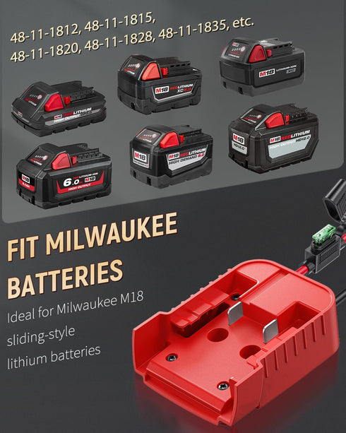 Vibit 2 Pack Power Wheel Adapter for Milwaukee M18 Battery with Switch, DC Power Adapter, 18 V Battery Adapter for RC Car Truck DIY & Robotics, Ba...