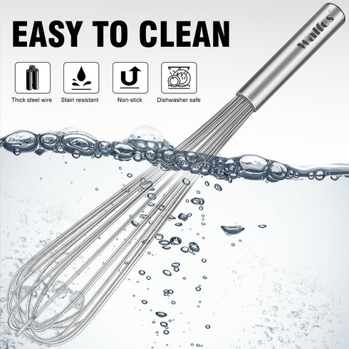 Walfos Whisk,17in Large Whisks, Heavy Duty Stainless Steel Wire Whisk Ideal For Beating Eggs, Blending Sauces, Mixing Batter....