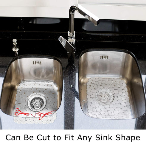 Sink Mat, 2Pcs Adjustable PVC Clear Pebble Sink Protector for Stainless Steel or Porcelain Sink, Dish Drying Mat for Bathroom Kitchen Sink Counter...